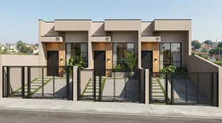 Fachada de um prédio residencial com três unidades em Lajeado, Brasil.
