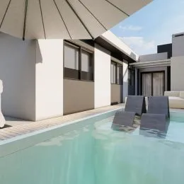 Foto de uma piscina externa em uma propriedade em Lajeado.