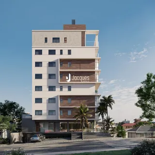 Fachada de um edifício residencial moderno em Lajeado, Brasil.
