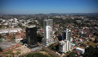 Vista aérea de uma área residencial em Lajeado, Brasil.