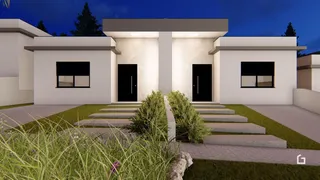A fachada de uma casa moderna em Lajeado, Brasil.