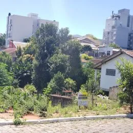 Vista externa de uma propriedade com vegetação e colinas ao fundo.