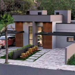 Foto da fachada de uma casa moderna em Lajeado, Brasil.