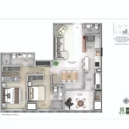 Planta baixa mostrando a disposição dos cômodos da residência.