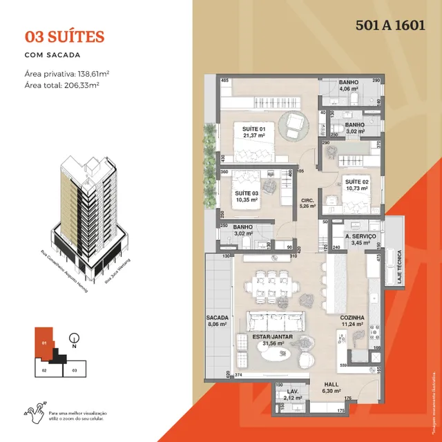 Apartamento com 3 dormitórios, foto 2