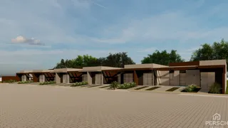 Fachada de uma casa moderna com paisagismo frontal em Lajeado, Brasil.