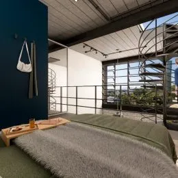 Sala de estar com vista para o exterior.