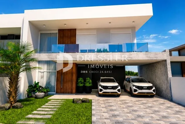 Fachada moderna de uma residência em Lajeado, Brasil.