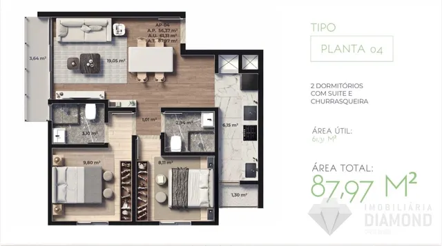 Apartamento com 2 dormitórios, foto 2