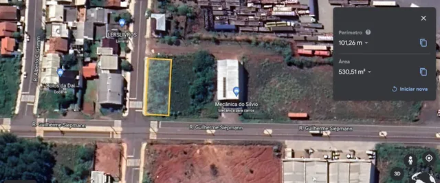 Vista aérea do terreno residencial localizado na Rua Guilherme Siepmann em Lajeado.