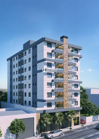 Fachada moderna de um edifício residencial em Lajeado, Brasil.