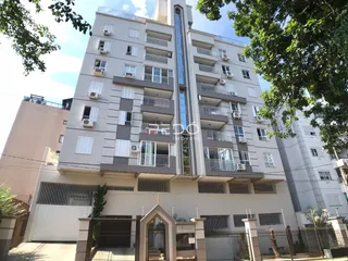 Fachada de um prédio residencial em Lajeado, Brasil com vários apartamentos.