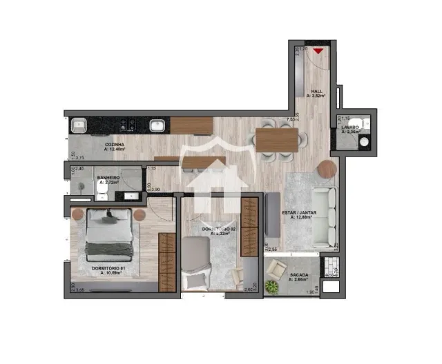 Apartamento com 2 dormitórios
