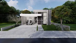 Fachada de uma casa moderna com jardim em Lajeado, Brasil.