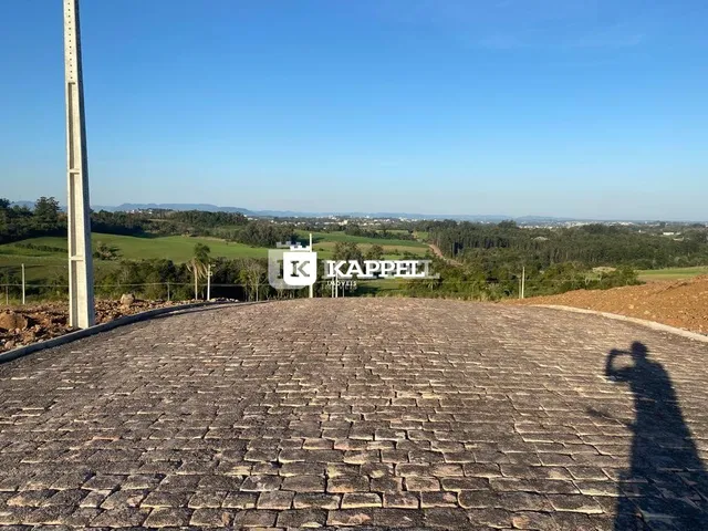 Vista de um pavimento de paralelepípedos em uma área externa.