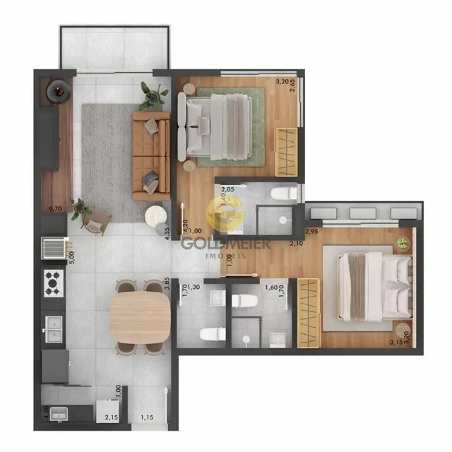 Apartamento com 2 dormitórios, foto 3