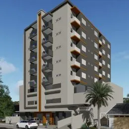 Fachada de um prédio residencial moderno em Lajeado, Brasil.