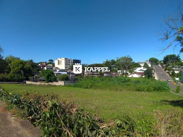 Vista externa de um terreno com vegetação no primeiro plano sob um céu azul.