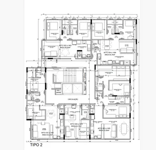 Planta baixa do apartamento tipo 2 em Lajeado, Brasil.