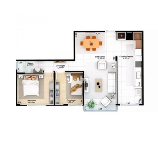 Apartamento com 2 dormitórios, foto 3