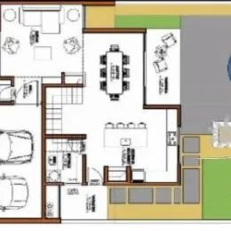Planta baixa de um imóvel residencial mostrando a disposição dos cômodos.