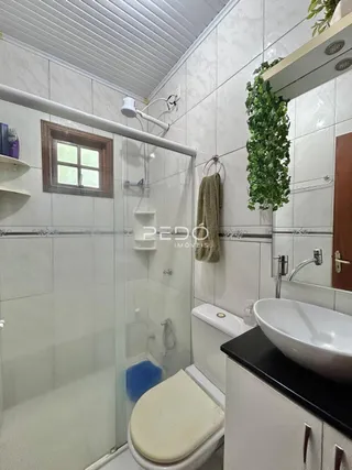 Foto de um banheiro com box de chuveiro e vaso sanitário.