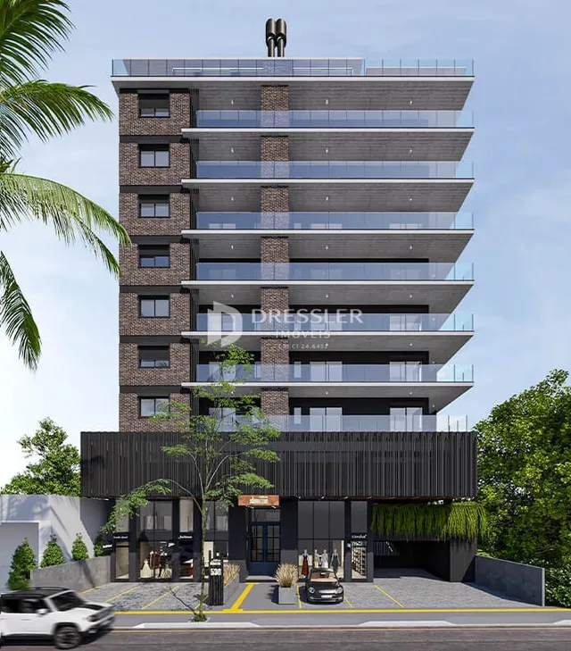 Fachada moderna de um edifício residencial em Lajeado, Brasil.