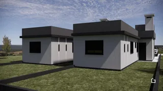 A fachada de uma casa moderna em Lajeado, Brasil.