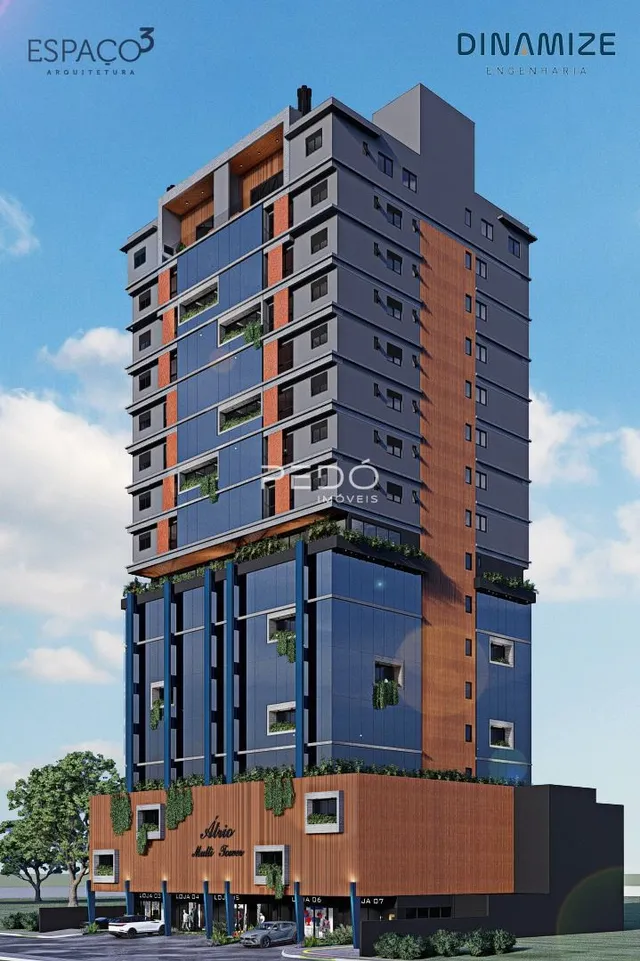 Fachada moderna de um edifício residencial em Lajeado, Brasil.