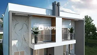 Fachada de uma residência moderna com varandas em Lajeado, Brasil.