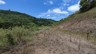 Vista de uma encosta seca com vegetação rasteira e uma vale verde ao fundo.