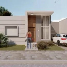 Fachada moderna de uma residência em Lajeado, Brasil.