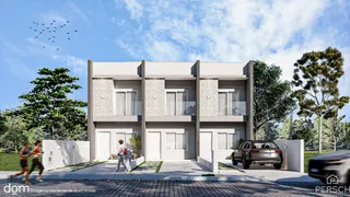 Fachada de uma casa moderna em Lajeado, Brasil, com jardim e estacionamento.