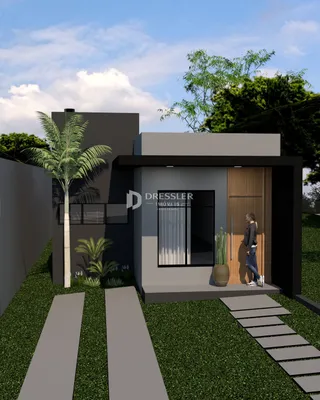 Fachada moderna de uma residência em Lajeado, Brasil.