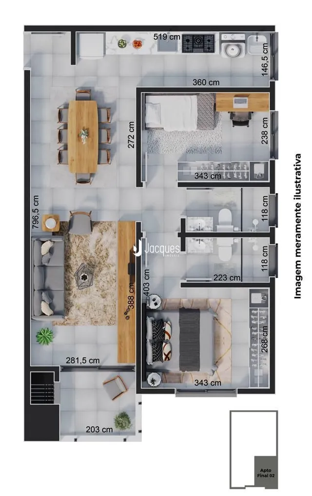 Apartamento com 2 dormitórios, foto 4