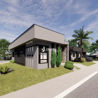 Fachada moderna de uma casa em Lajeado, Brasil.