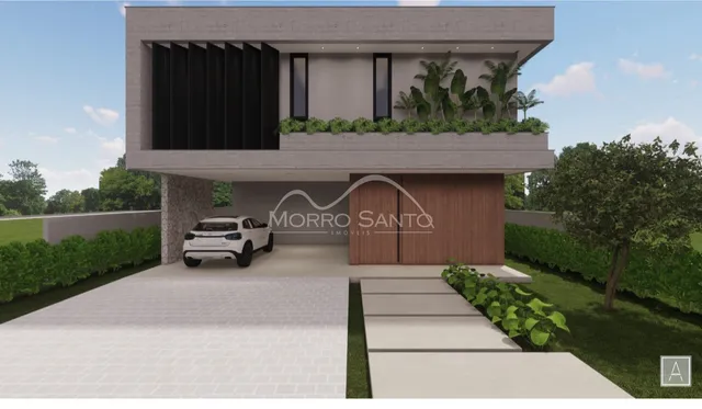 Fachada moderna de uma residência em Lajeado, Brasil, com paisagismo frontal.