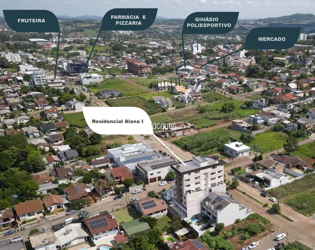Vista aérea de uma área residencial em Lajeado, Brasil.
