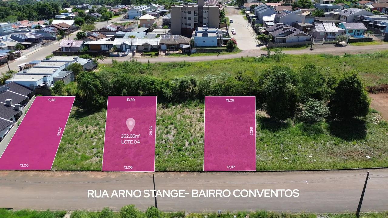 Vista aérea de lotes de terreno na Rua Arno Stange.