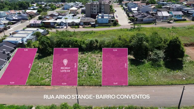 Vista aérea de lotes de terreno na Rua Arno Stange.
