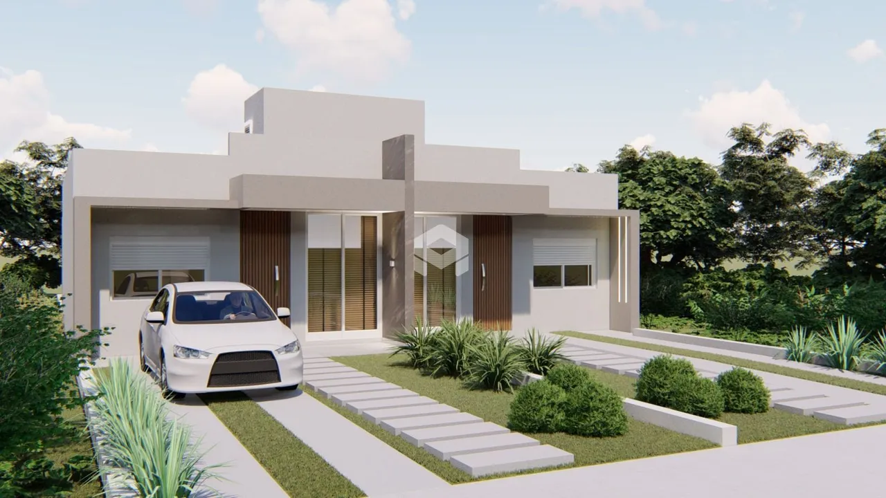 Fachada de uma casa moderna em Lajeado, Brasil.