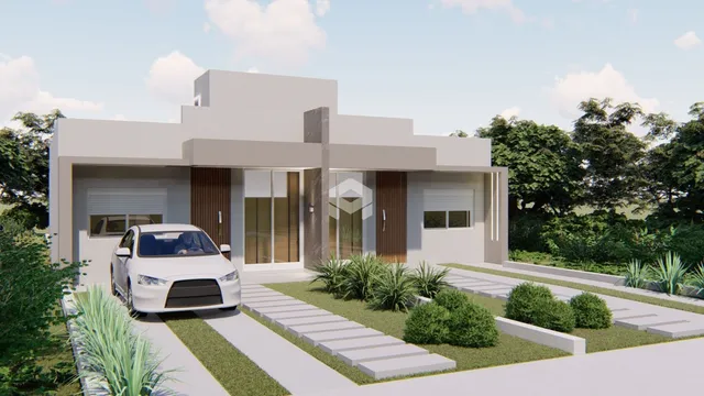Fachada de uma casa moderna em Lajeado, Brasil.