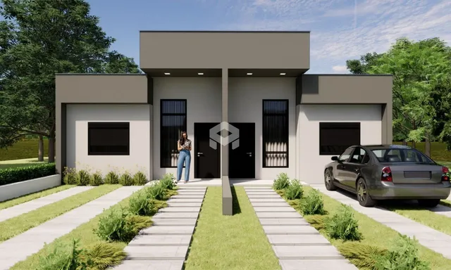 Fachada moderna de uma residência em Lajeado, Brasil.