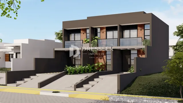 Fachada de uma residência moderna em Lajeado, Brasil.