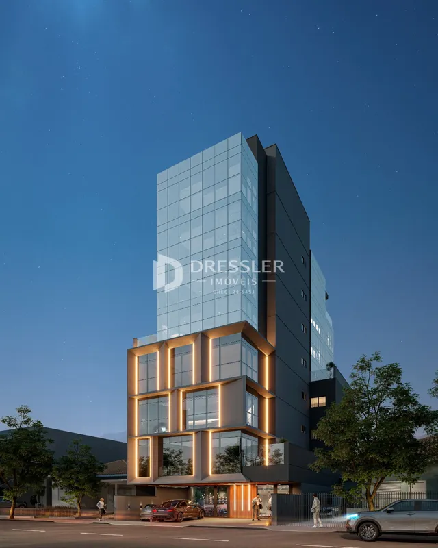 Fachada moderna de um edifício residencial em Lajeado, Brasil.