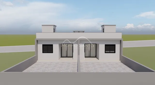 Fachada externa de uma residência moderna em Lajeado, Brasil.