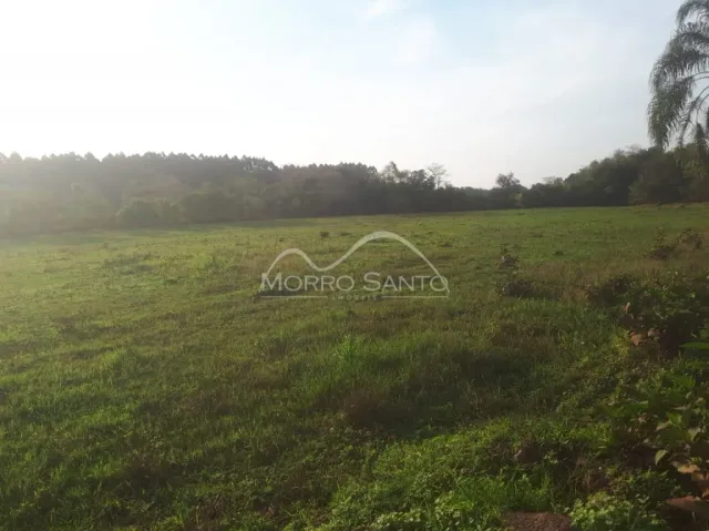 Campo de grama verde sob um céu claro em uma paisagem rural.