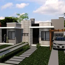 Foto da fachada de uma casa moderna em Lajeado, Brasil.