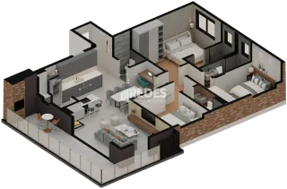 Renderização 3D de um imóvel residencial em Lajeado, Brasil.