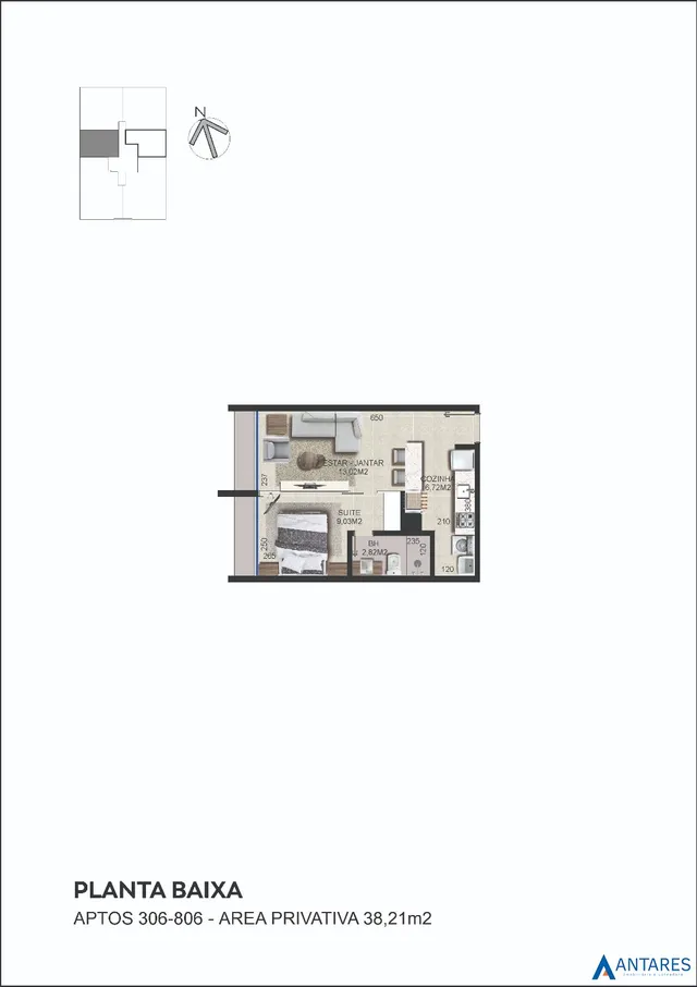 Apartamento com 1 dormitório, foto 2